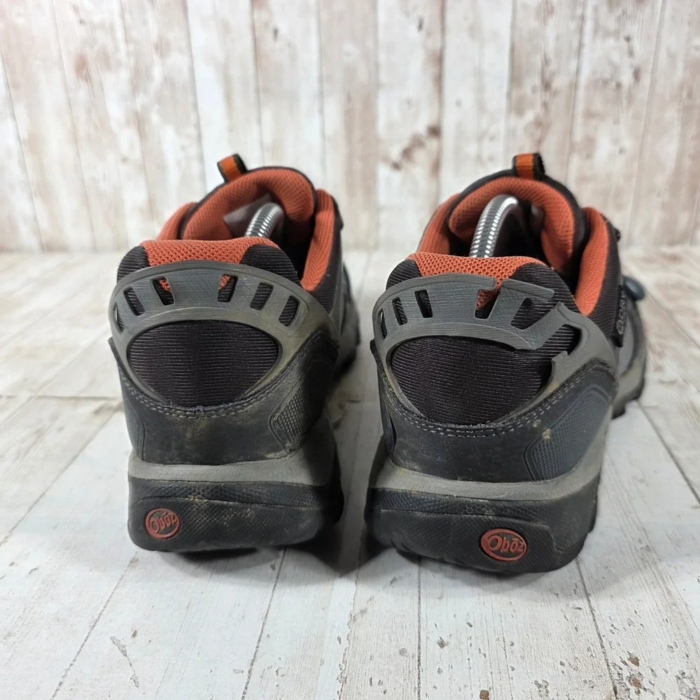 Oboz Arete Low B-DRY Waterproof Hiking Shoes Mens 10 Gray Orange Shadow GW41101
